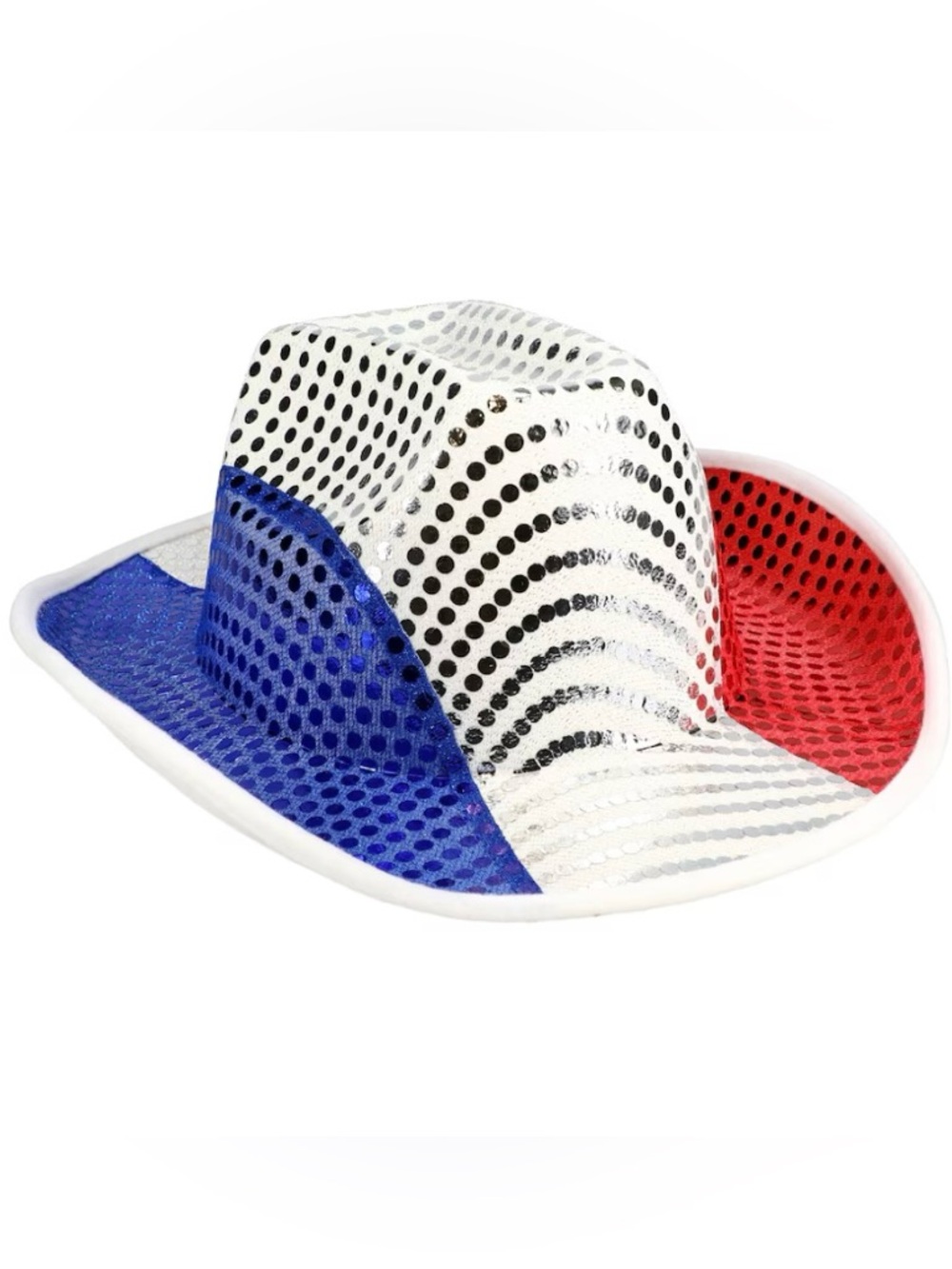 Sequined Red White Blue Cowboy Patriotic Hat